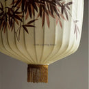 GobekUsa Bamboo Leaf Pattern Lantern Pendent Lamp - Hand-painted Japanese Style Room Decor