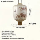 GobekUsa Bamboo Leaf Pattern Lantern Pendent Lamp - Hand-painted Japanese Style Room Decor
