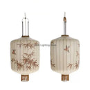 GobekUsa Bamboo Leaf Pattern Lantern Pendent Lamp - Hand-painted Japanese Style Room Decor