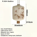 GobekUsa Bamboo Leaf Pattern Lantern Pendent Lamp - Hand-painted Japanese Style Room Decor