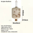 GobekUsa Bamboo Leaf Pattern Lantern Pendent Lamp - Hand-painted Japanese Style Room Decor