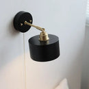 GobekUsa Black Wood LED Wall Light with Pull Chain Switch, Rotating Japanese Style Bedside Lamp