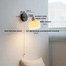 GobekUsa Black Wood LED Wall Light with Pull Chain Switch, Rotating Japanese Style Bedside Lamp