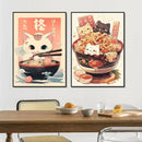 GobekUsa Japanese Cat Ramen Canvas Wall Art
