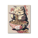 GobekUsa Japanese Cat Ramen Canvas Wall Art