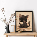 GobekUsa Japanese Cat Ramen Canvas Wall Art