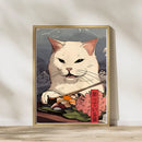 GobekUsa Japanese Cat Ramen Canvas Wall Art