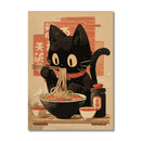 GobekUsa Japanese Cat Ramen Canvas Wall Art