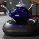GobekUsa Blue Glass Teapot - Japanese Style Heat-Resistant Twisted Handle Glass Teapot