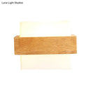GobekUsa Japanese Cube Shade Sconce Lamp with Wood Deco Milk Glass - Modern Wall Lighting for Study Room