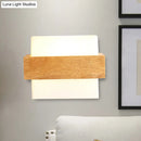 GobekUsa Japanese Cube Shade Sconce Lamp with Wood Deco Milk Glass - Modern Wall Lighting for Study Room
