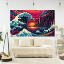 Japanese great wave kanagawa tapestry bedroom wall hanging by Decorbites