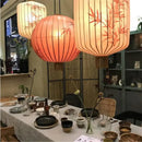 GobekUsa Handmade Japanese Lantern Painting Pendant Lamp Fabric Chandelier