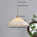 GobekUsa LED Walnut Wood Pendant Light Japan Style Bouffant Cloth Living Room Decoration