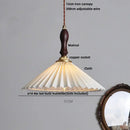 GobekUsa LED Walnut Wood Pendant Light Japan Style Bouffant Cloth Living Room Decoration