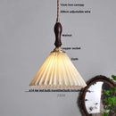 GobekUsa LED Walnut Wood Pendant Light Japan Style Bouffant Cloth Living Room Decoration