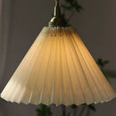 GobekUsa LED Walnut Wood Pendant Light Japan Style Bouffant Cloth Living Room Decoration