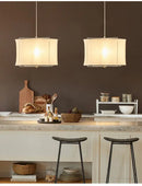 GobekUsa Linen Fabric Chandelier: Japanese Retro Handmade Art Lamps for Restaurant, Bedroom, Bar Counter