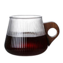 Japanese ribbed glass coffee mug with wooden handle – kitchen cup by Decorbites