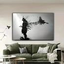GobekUsa Japanese Samurai Man with Crow Wall Art