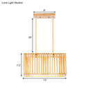 GobekUsa Japanese Style 2-Head Pendant Lighting for Dining Table - Rubber Wood Cuboid Cage Island Light