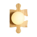GobekUsa Japanese Style Wooden Puzzle Base Wall Light - 1 Light Beige Sconce Lamp for Corridor & Kitchen