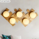 GobekUsa Japanese Style Wooden Puzzle Base Wall Light - 1 Light Beige Sconce Lamp for Corridor & Kitchen