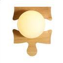 GobekUsa Japanese Style Wooden Puzzle Base Wall Light - 1 Light Beige Sconce Lamp for Corridor & Kitchen