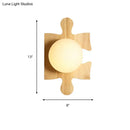 GobekUsa Japanese Style Wooden Puzzle Base Wall Light - 1 Light Beige Sconce Lamp for Corridor & Kitchen