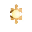 GobekUsa Japanese Style Wooden Puzzle Base Wall Light - 1 Light Beige Sconce Lamp for Corridor & Kitchen