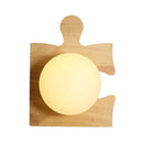 GobekUsa Japanese Style Wooden Puzzle Base Wall Light - 1 Light Beige Sconce Lamp for Corridor & Kitchen