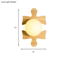 GobekUsa Japanese Style Wooden Puzzle Base Wall Light - 1 Light Beige Sconce Lamp for Corridor & Kitchen