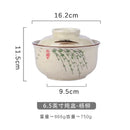 Japanese style blue fish ceramic ramen bowl dining room with lid by Decorbites