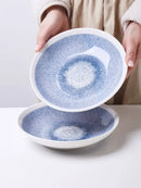 GobekUsa Ceramic Deep Dish Bowl - Japanese Style Soup Plate with Crackle Glaze