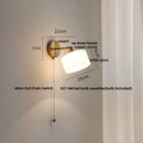 GobekUsa Japanese Style LED Wall Sconce White Glass Rotate Pull Chain Stair Light Fixtures