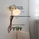 GobekUsa Japanese Style LED Wall Sconce Glass Rotate Pull Chain Switch Stair Light