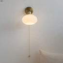 GobekUsa Japanese Style LED Wall Sconce Glass Rotate Pull Chain Switch Stair Light