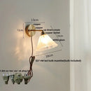 GobekUsa Japanese Style LED Wall Sconce Glass Rotate Pull Chain Switch Stair Light
