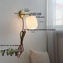 GobekUsa Japanese Style LED Wall Sconce Glass Rotate Pull Chain Switch Stair Light