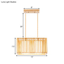 GobekUsa Japanese Style 2-Head Pendant Lighting for Dining Table - Rubber Wood Cuboid Cage Island Light