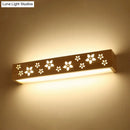 GobekUsa Japanese Style Wooden Flower Wall Lamp with Shelf & Beige LED Sconce Light