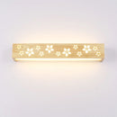 GobekUsa Japanese Style Wooden Flower Wall Lamp with Shelf & Beige LED Sconce Light