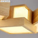 GobekUsa Japanese Style Wooden LED Pendant Lights for Restaurants - Rectangular Solid Wood Island Lamps