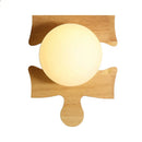 GobekUsa Japanese Style Wooden Puzzle Base Wall Light - 1 Light Beige Sconce Lamp for Corridor & Kitchen