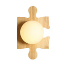 GobekUsa Japanese Style Wooden Puzzle Base Wall Light - 1 Light Beige Sconce Lamp for Corridor & Kitchen
