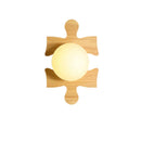 GobekUsa Japanese Style Wooden Puzzle Base Wall Light - 1 Light Beige Sconce Lamp for Corridor & Kitchen