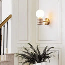GobekUsa Japanese LED Wall Lamp, Pull Chain Switch, Yellow Travertine Glass, White Shade