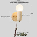 GobekUsa Japanese LED Wall Lamp, Pull Chain Switch, Yellow Travertine Glass, White Shade