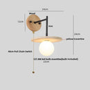 GobekUsa Japanese LED Wall Lamp, Pull Chain Switch, Yellow Travertine Glass, White Shade