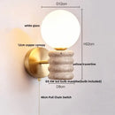 GobekUsa Japanese LED Wall Lamp, Pull Chain Switch, Yellow Travertine Glass, White Shade
